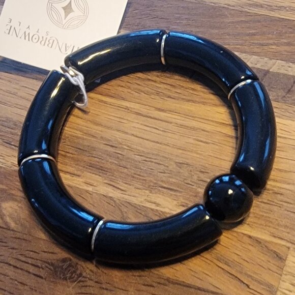 Meghan Browne Style Harry Black Chunky Stretch Bracelet - Picture 2 of 9